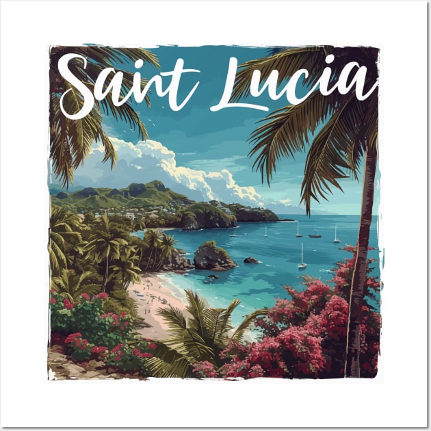 Saint Lucia (White Lettering) Wall Art by VelvetRoom